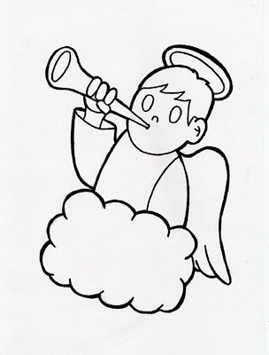 Angelito con trompeta<br>Dibujo por Agustín Croxatto